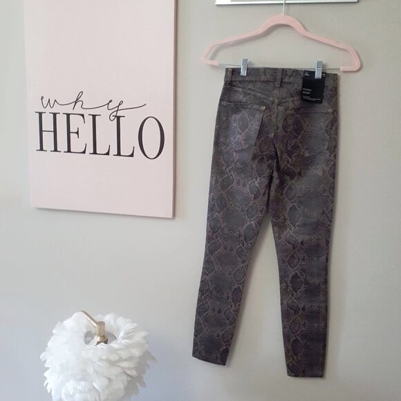NWT J Brand brown & black snakeskin boa high rise cropped skinny coated jeans - Picture 13 of 15